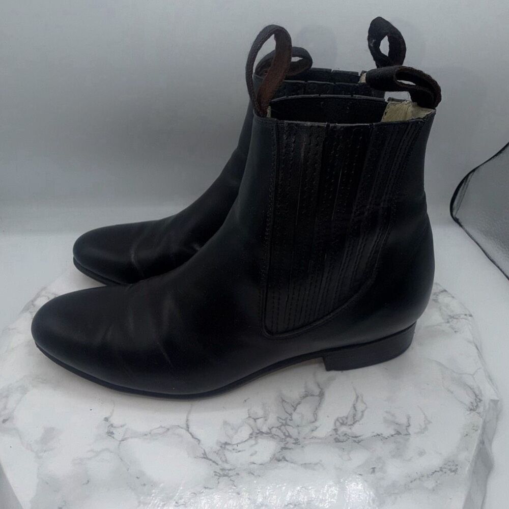 CAMARENA Black Leather Mexican Charro Boot-7.5 - Picture 3 of 8